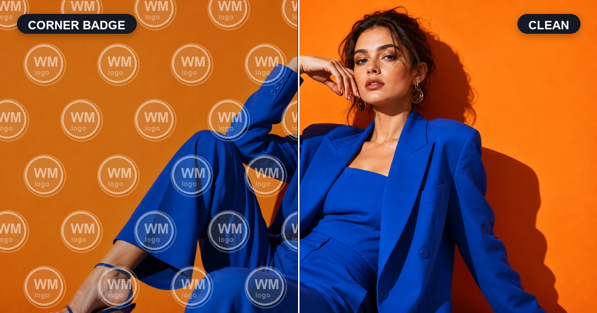 Fashion portrait comparison with corner creator badge removed