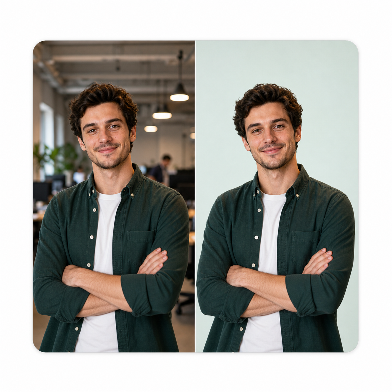 Recorte de retrato feito com o Removedor de Fundo para foto de perfil