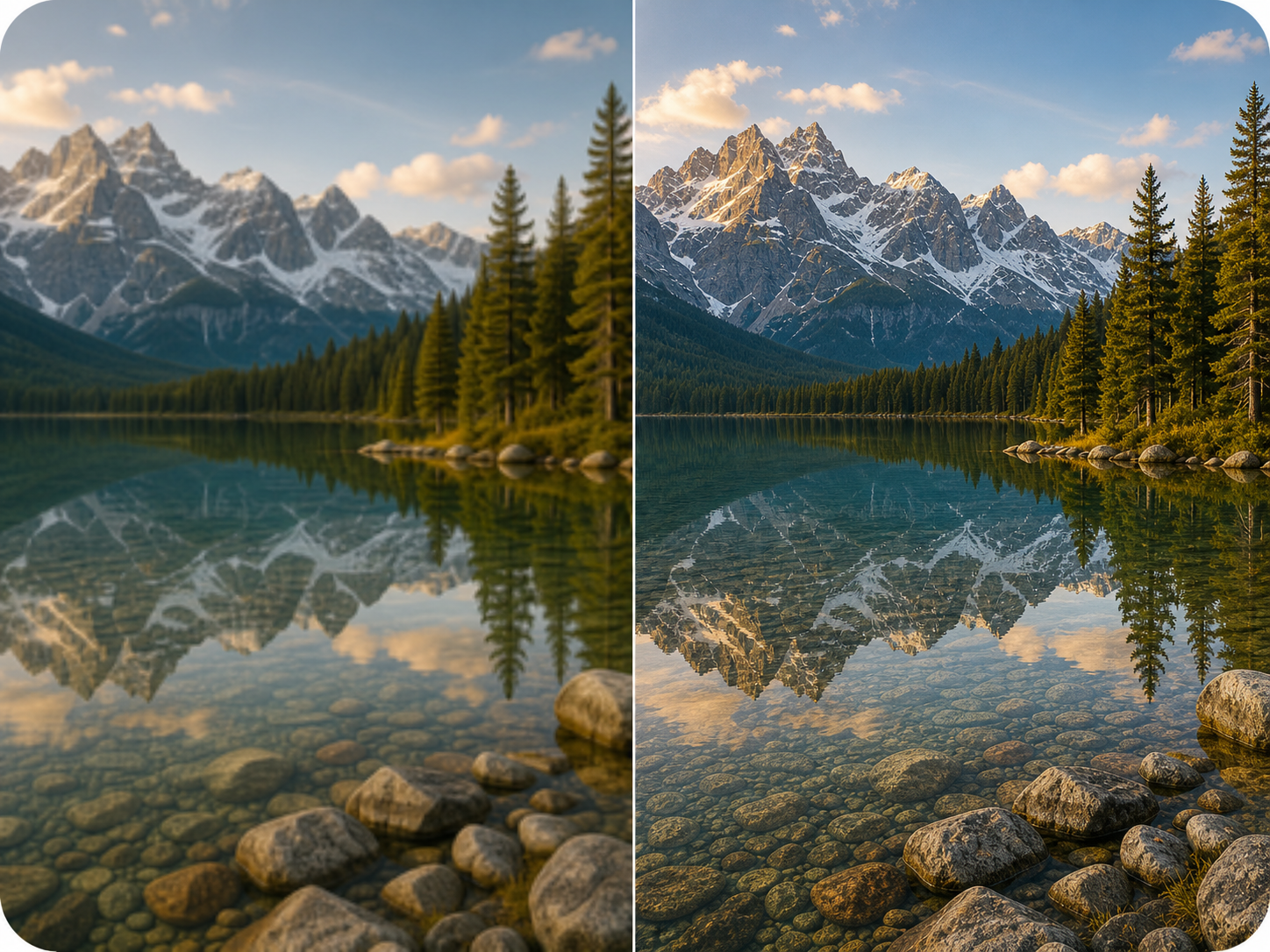 AI image upscaler before and after landscape detail