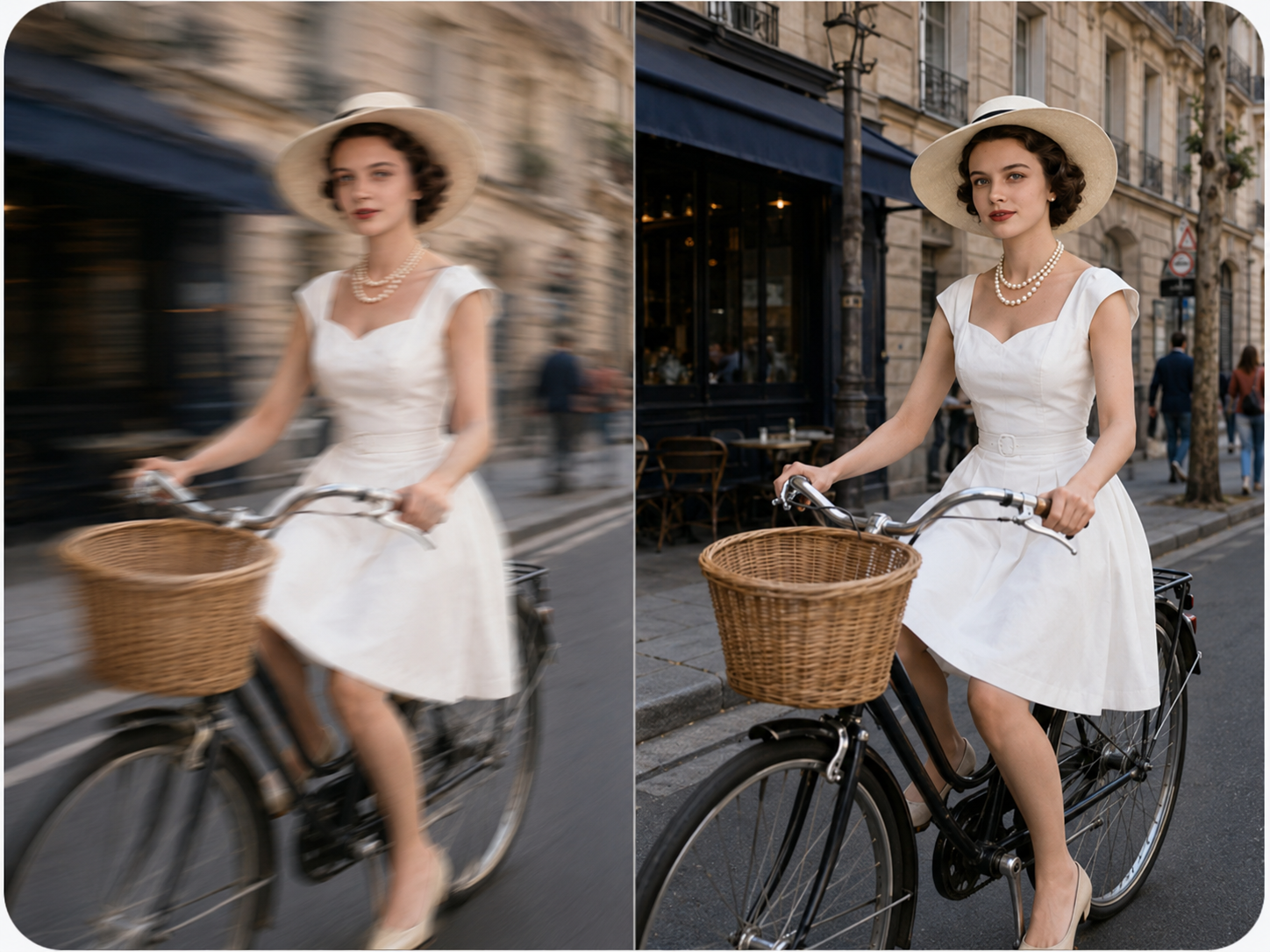 AI unblur image before and after food photo