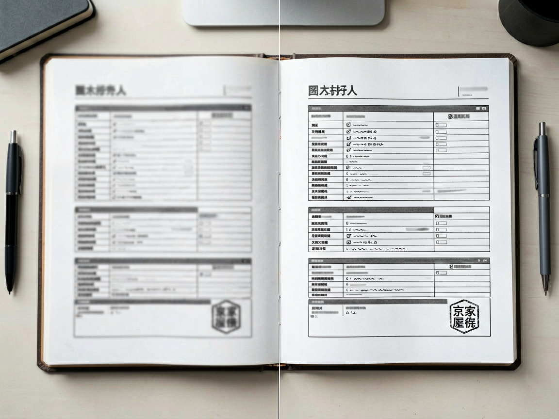 Documento digitalizado antes e depois da melhoria de legibilidade