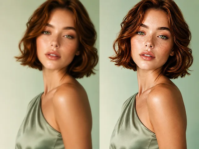 Before and after AI portrait enhancement