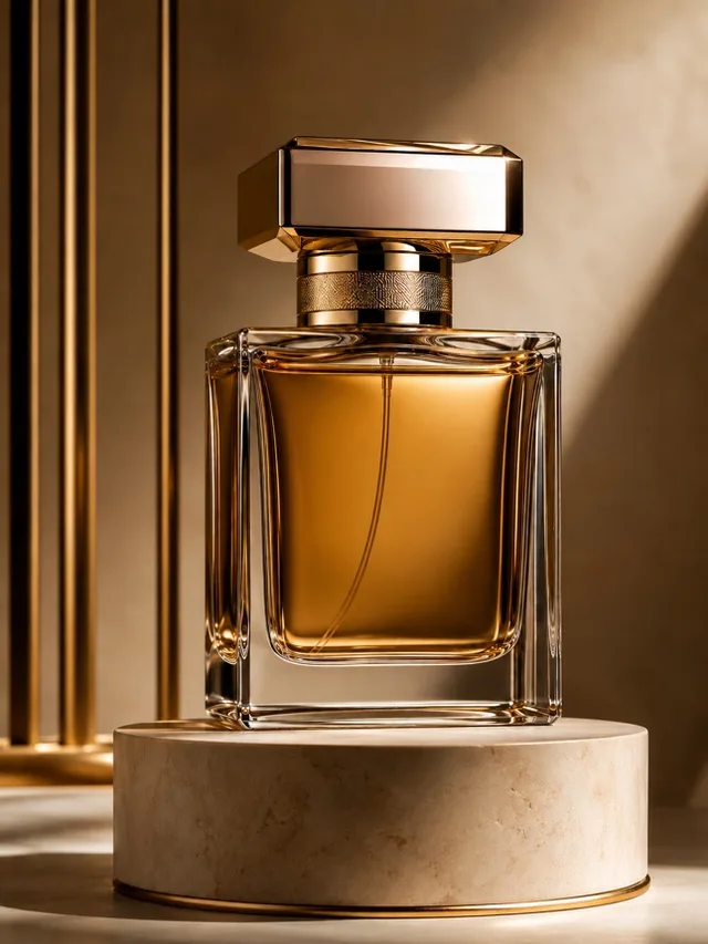 Amber perfume bottle product photo