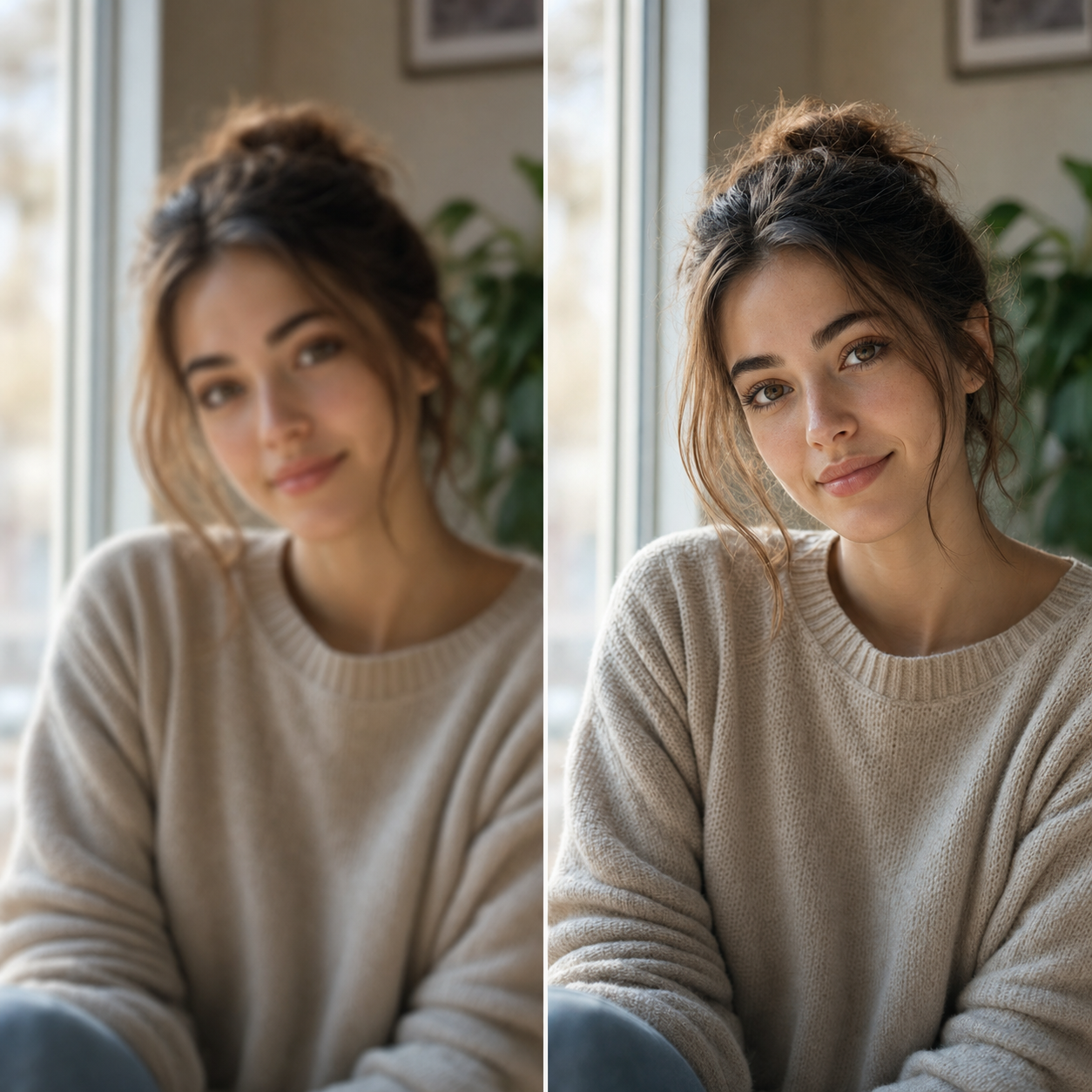 Soft portrait improved with Sharpen Image face detail recovery