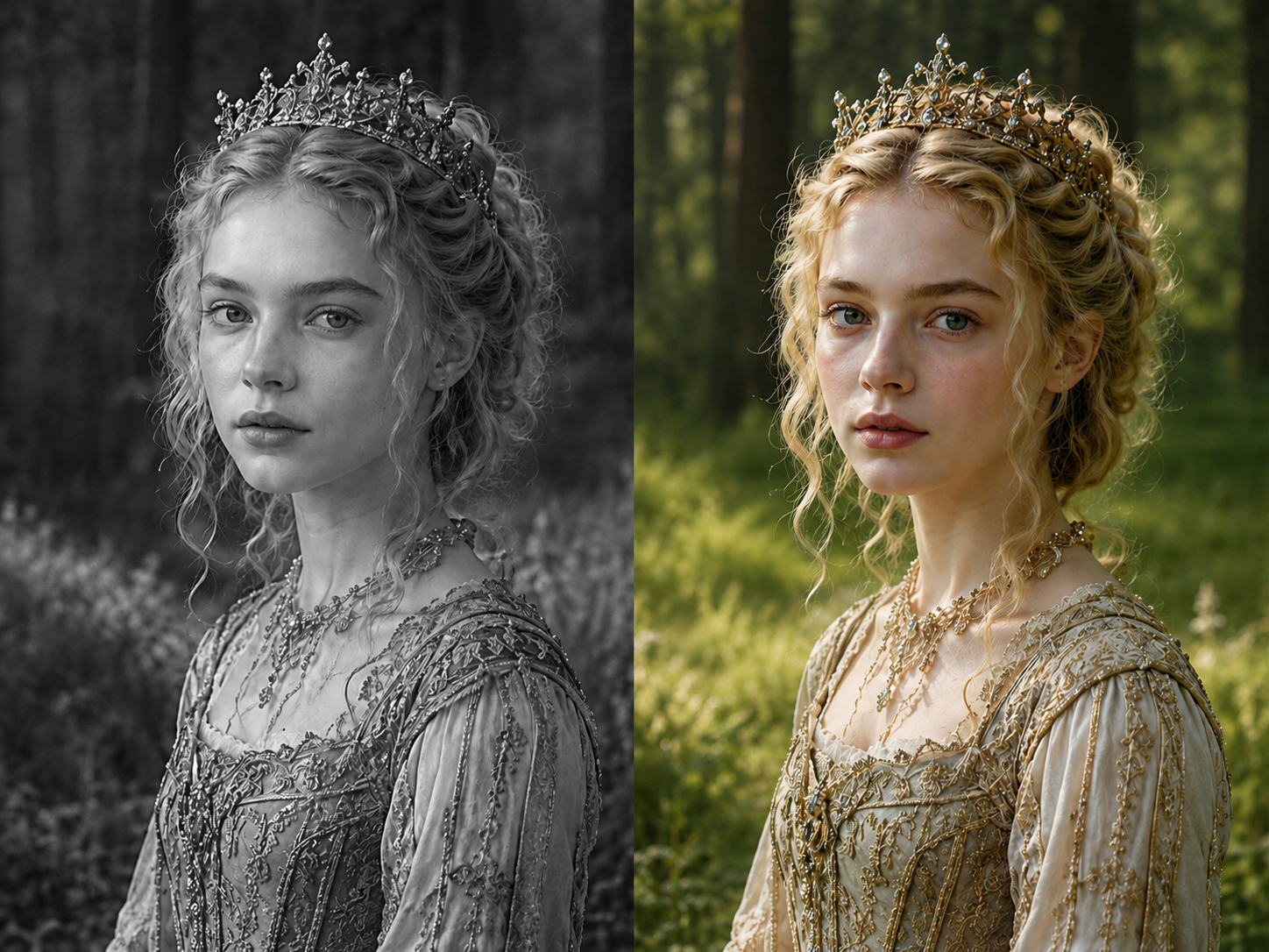 Photo Colorizer before and after black-and-white portrait