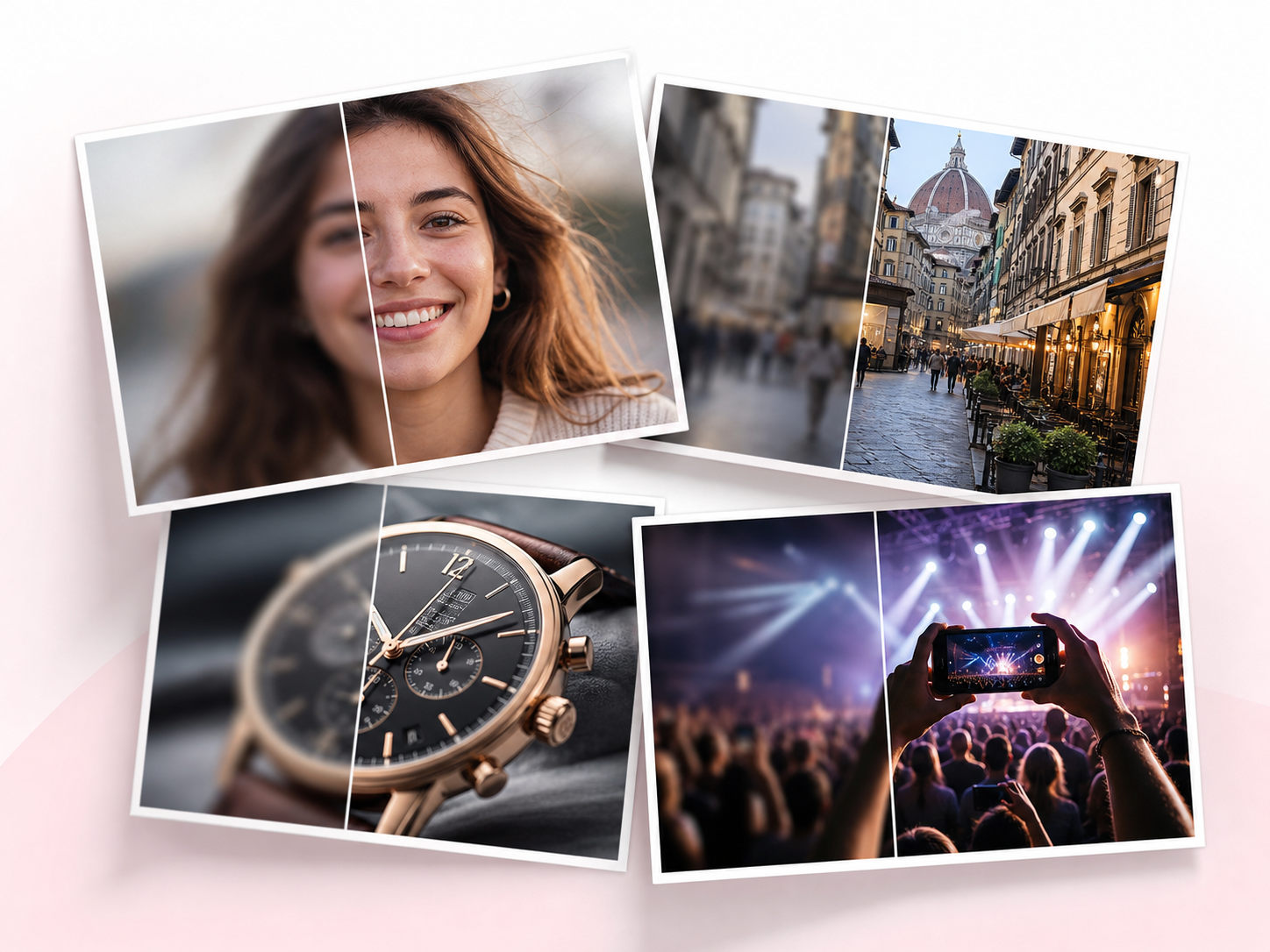 Collage of photos improved with Unblur Image