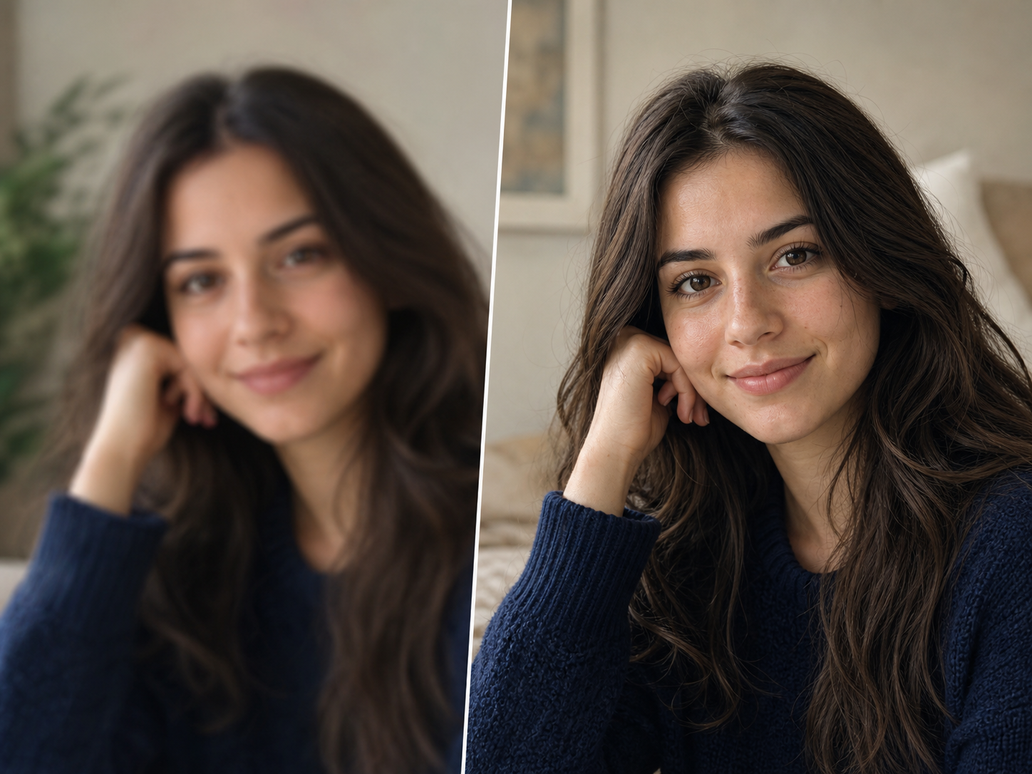 Retrato suave corregido con mejora de detalles faciales naturales de enfoque de imágenes