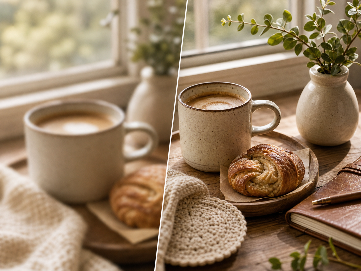 Foto de café y producto con suave enfoque corregida con enfoque de imágenes
